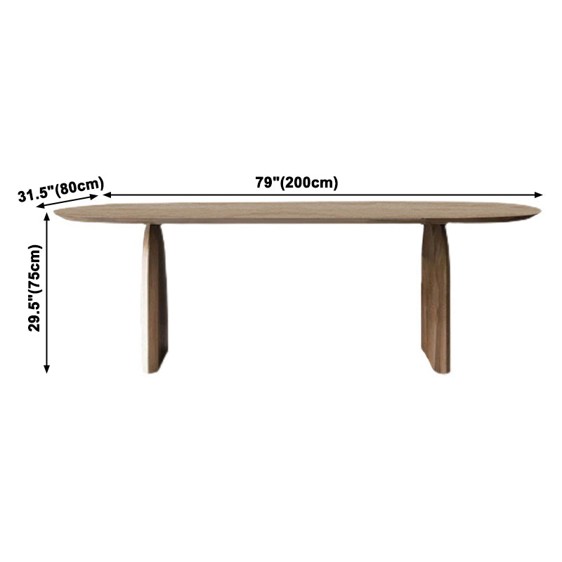 Eigentijdse stijl huis vaste houten ovale eettafel met dubbel voetstuk