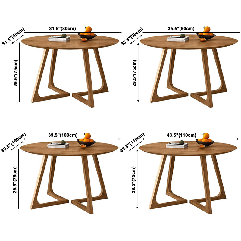 Round Dining Table Simplicity Dinner Room Solid Wood Table with Sled Base
