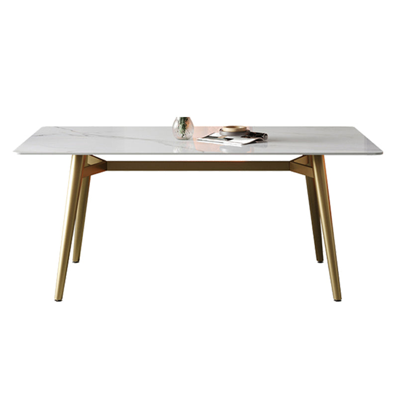 Metal Contemporary Rectangular Dining Table Sintered Stone Dining Table with Trestle Base
