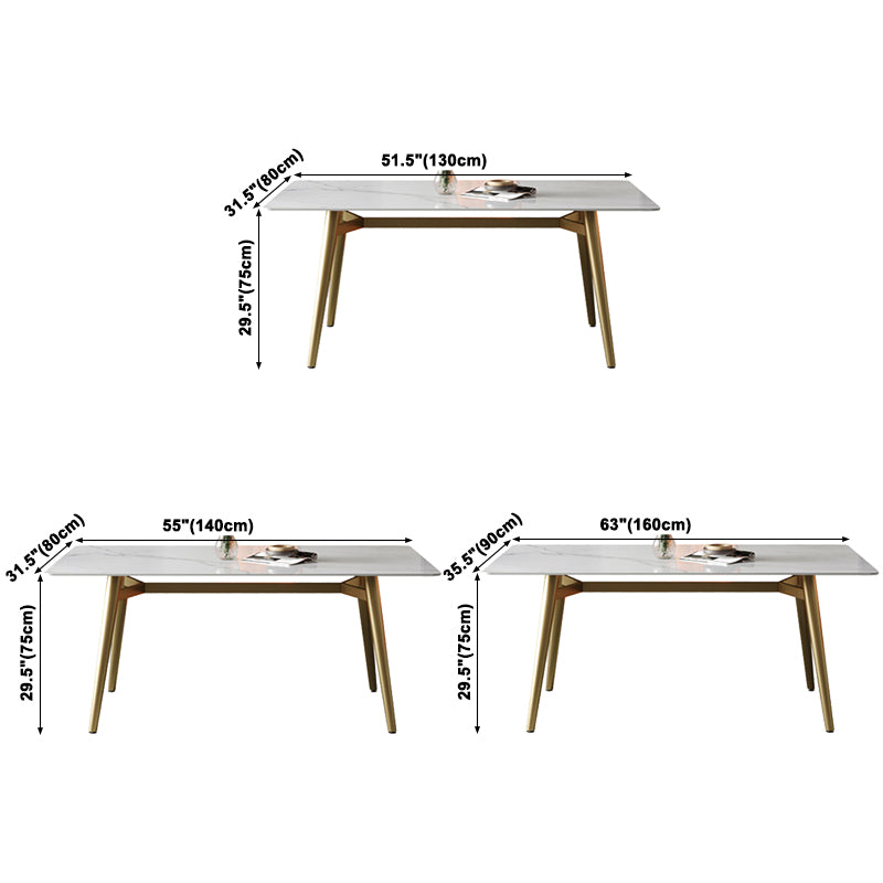 Metal Contemporary Rectangular Dining Table Sintered Stone Dining Table with Trestle Base
