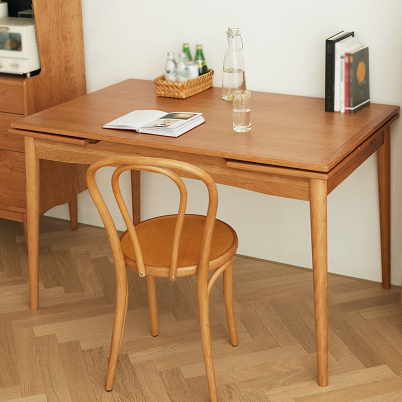 Retractable Solid Wood Table Modern Dining Table with 4 Legs for Restaurant
