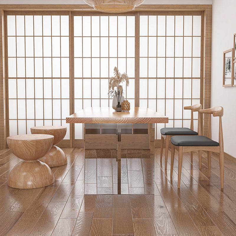 Moderne dennen vaste houten tafel rechthoek eettafel met acryl dubbel voetstuk voor restaurant