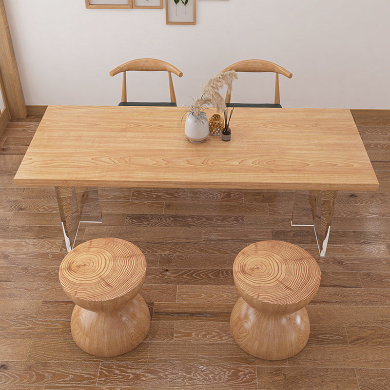 Moderne dennen vaste houten tafel rechthoek eettafel met acryl dubbel voetstuk voor restaurant