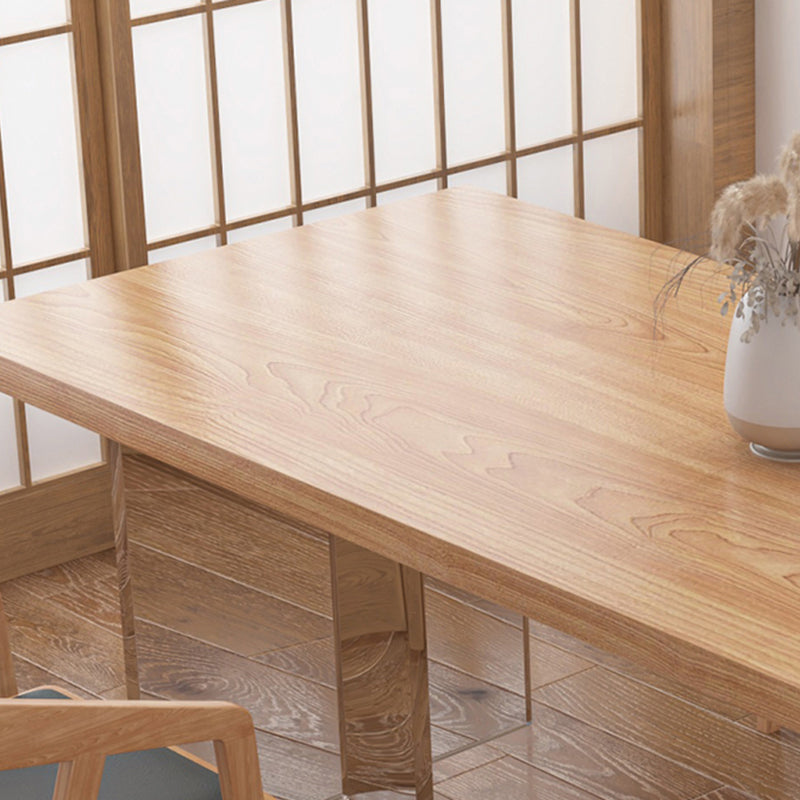 Moderne dennen vaste houten tafel rechthoek eettafel met acryl dubbel voetstuk voor restaurant
