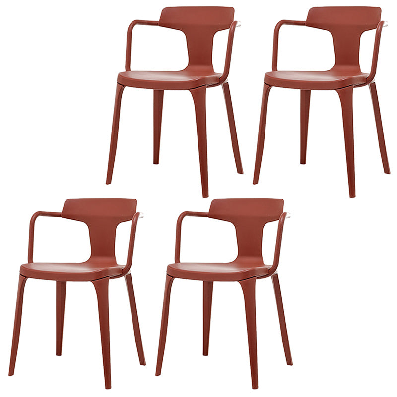 Chaise de bras à la maison contemporaine dos en plastique en plastique empilable chaise de salle à manger empilable