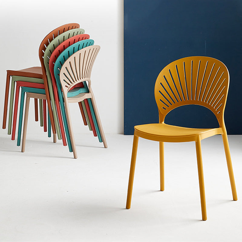 Contemporary Style Plastic Open Side Chair Colorful Stacking Dining Chairr for Home