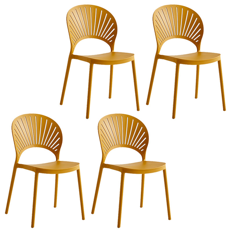 Contemporary Style Plastic Open Side Chair Colorful Stacking Dining Chairr for Home