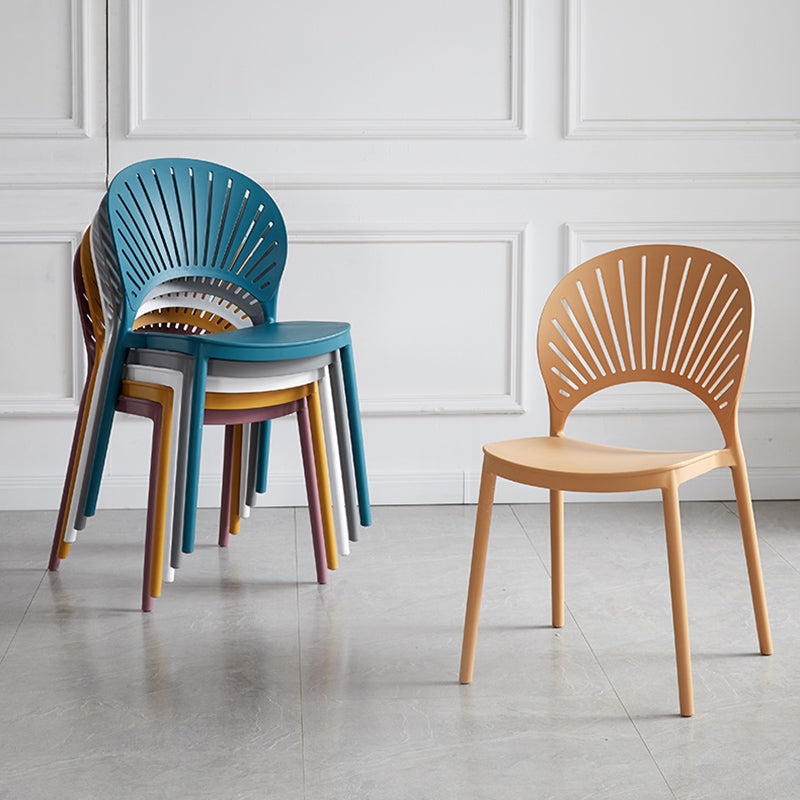 Contemporary Style Plastic Open Side Chair Colorful Stacking Dining Chairr for Home