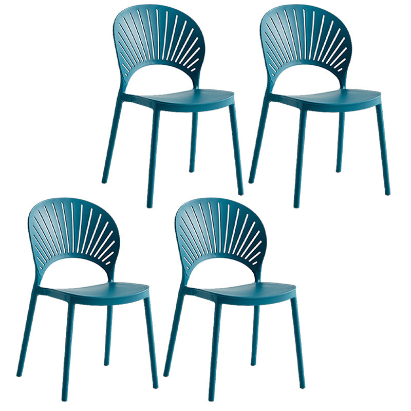 Contemporary Style Plastic Open Side Chair Colorful Stacking Dining Chairr for Home