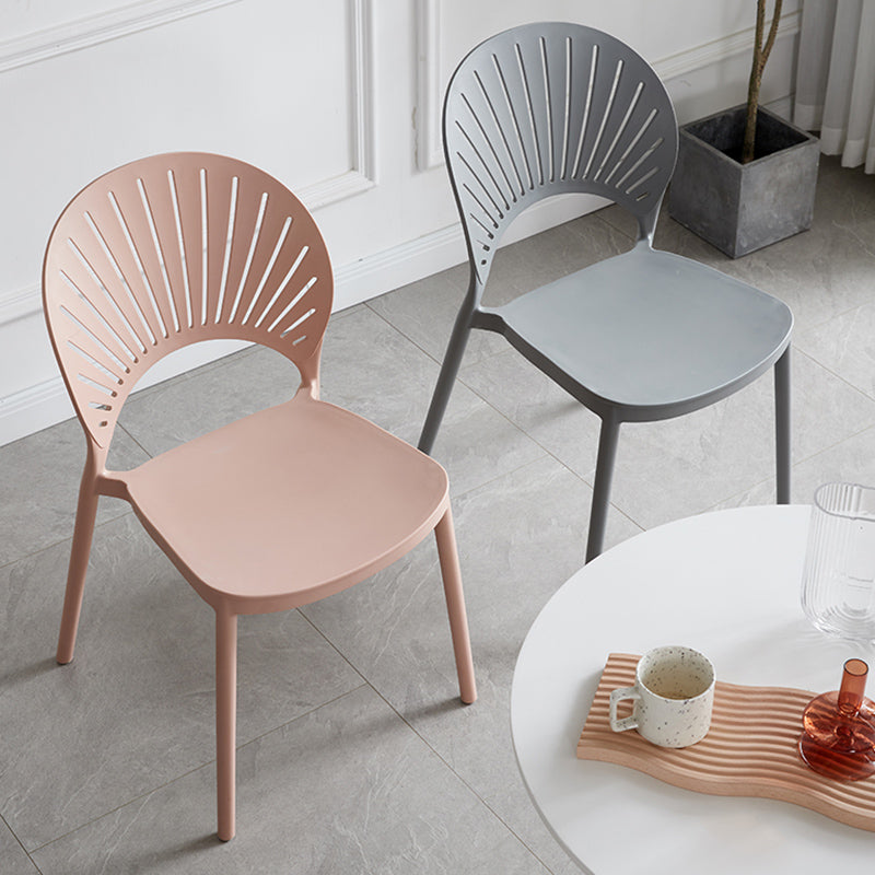 Contemporary Style Plastic Open Side Chair Colorful Stacking Dining Chairr for Home