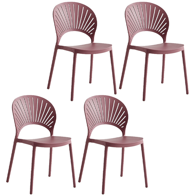 Contemporary Style Plastic Open Side Chair Colorful Stacking Dining Chairr for Home