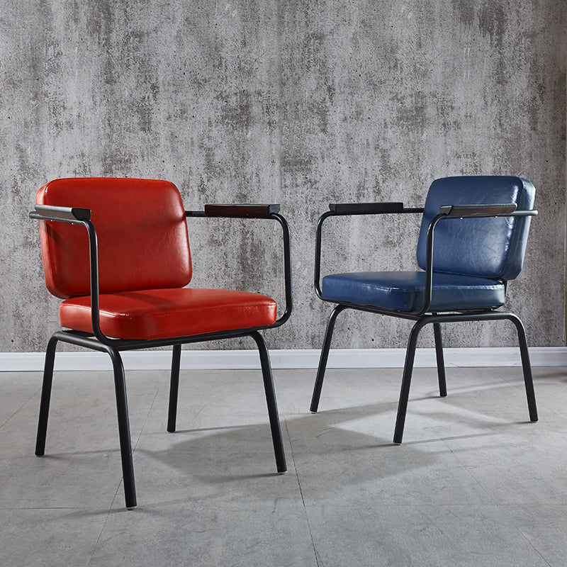 Modern Industrial Style Leather Solid Back Side Chair 31"H Dining Chair for Restaurant Bedroom
