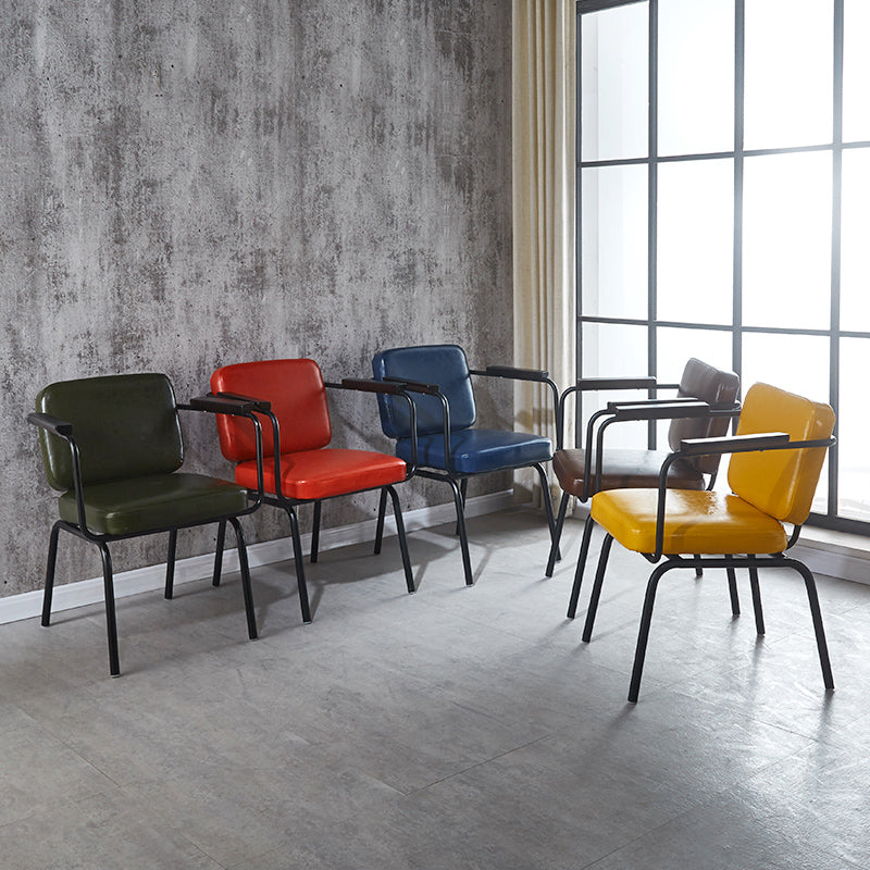 Modern Industrial Style Leather Solid Back Side Chair 31"H Dining Chair for Restaurant Bedroom