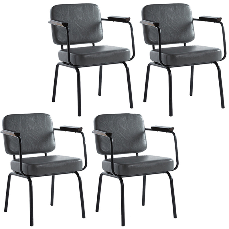Modern Industrial Style Leather Solid Back Side Chair 31"H Dining Chair for Restaurant Bedroom