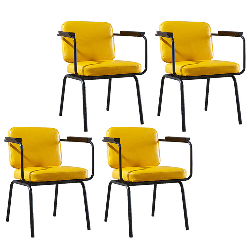 Modern Industrial Style Leather Solid Back Side Chair 31"H Dining Chair for Restaurant Bedroom