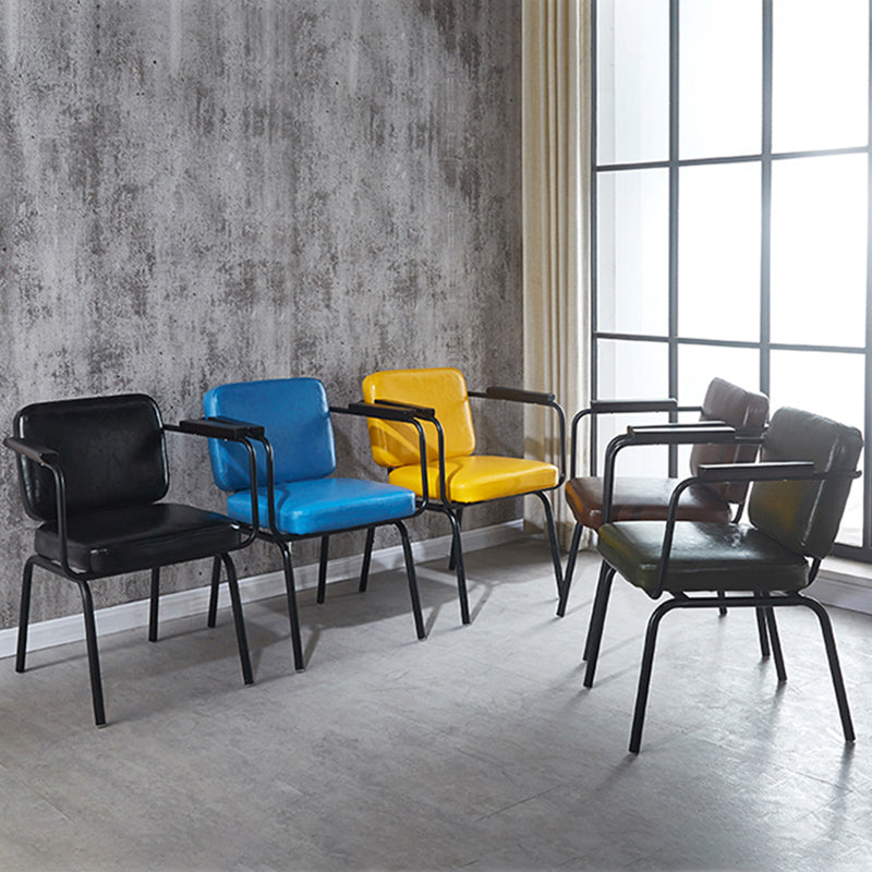 Modern Industrial Style Leather Solid Back Side Chair 31"H Dining Chair for Restaurant Bedroom