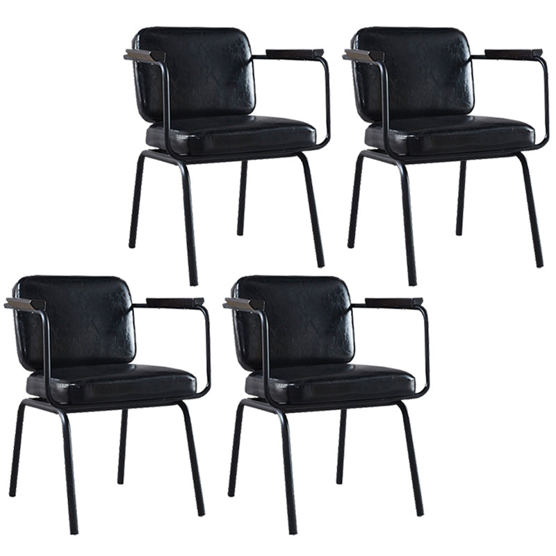 Modern Industrial Style Leather Solid Back Side Chair 31"H Dining Chair for Restaurant Bedroom