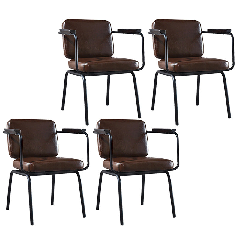 Modern Industrial Style Leather Solid Back Side Chair 31"H Dining Chair for Restaurant Bedroom