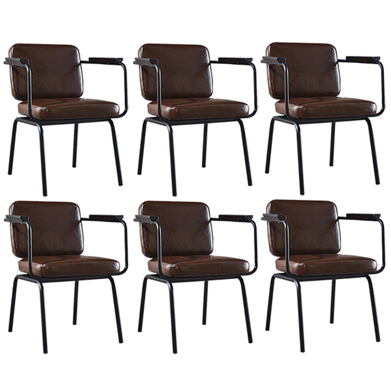 Modern Industrial Style Leather Solid Back Side Chair 31"H Dining Chair for Restaurant Bedroom
