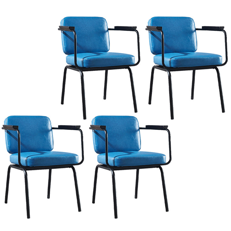Modern Industrial Style Leather Solid Back Side Chair 31"H Dining Chair for Restaurant Bedroom