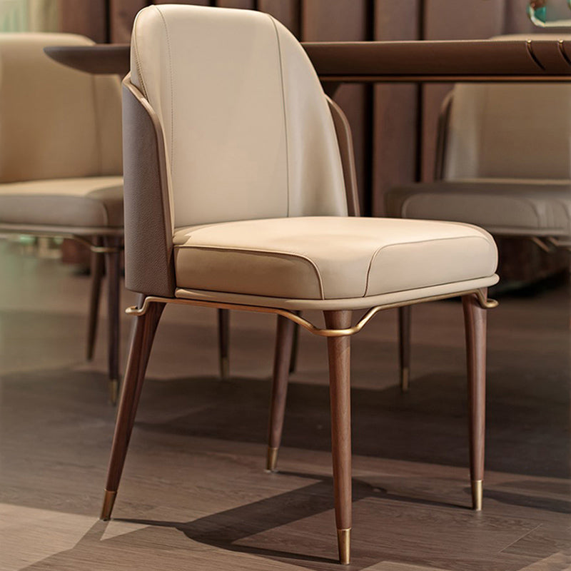 Contemporary Style Leather Chair Armless Parsons Chair with Wooden Legs for Home Use