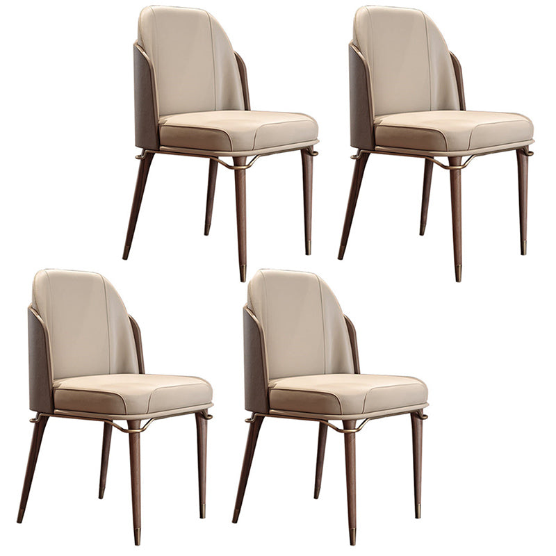 Contemporary Style Leather Chair Armless Parsons Chair with Wooden Legs for Home Use
