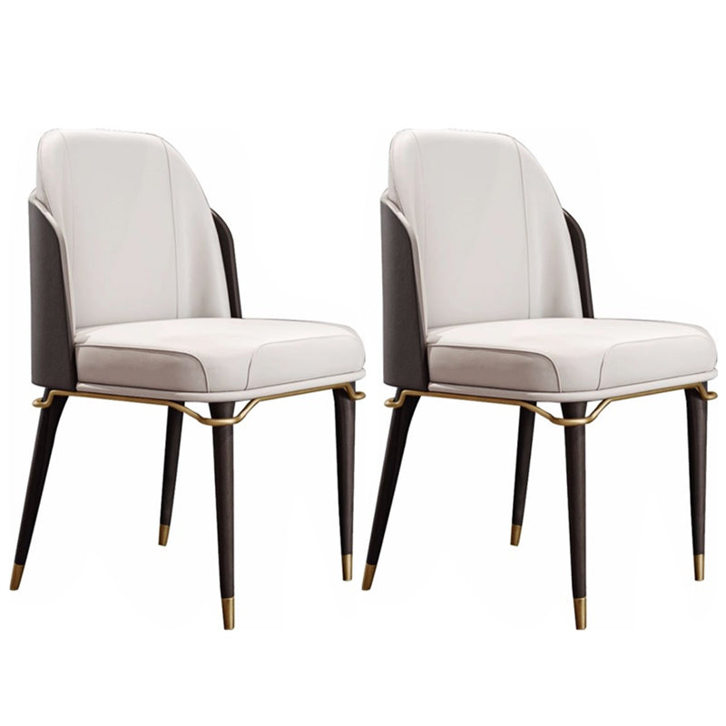 Contemporary Style Leather Chair Armless Parsons Chair with Wooden Legs for Home Use