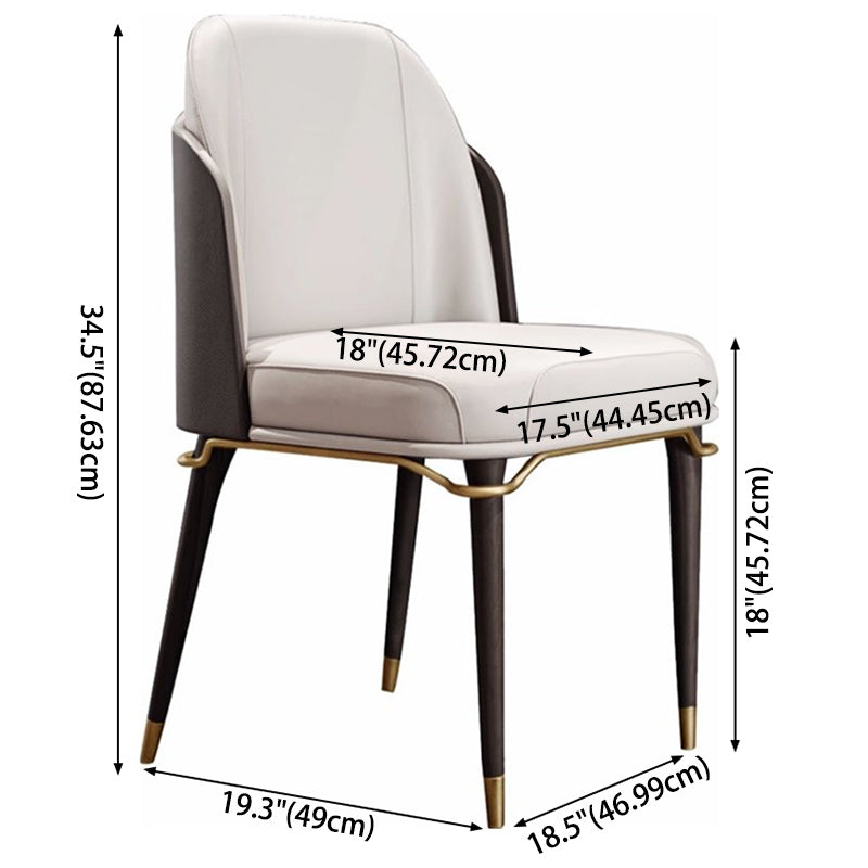 Contemporary Style Leather Chair Armless Parsons Chair with Wooden Legs for Home Use