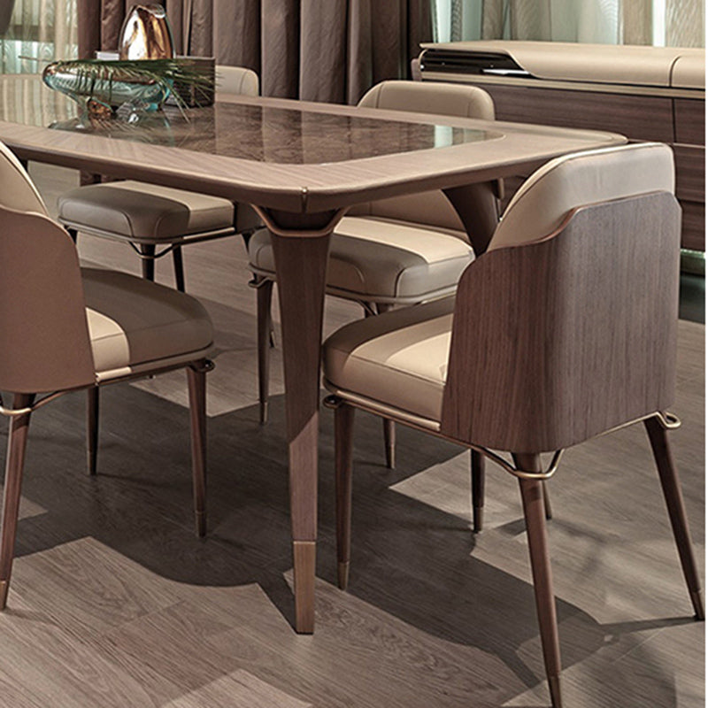 Contemporary Style Leather Chair Armless Parsons Chair with Wooden Legs for Home Use