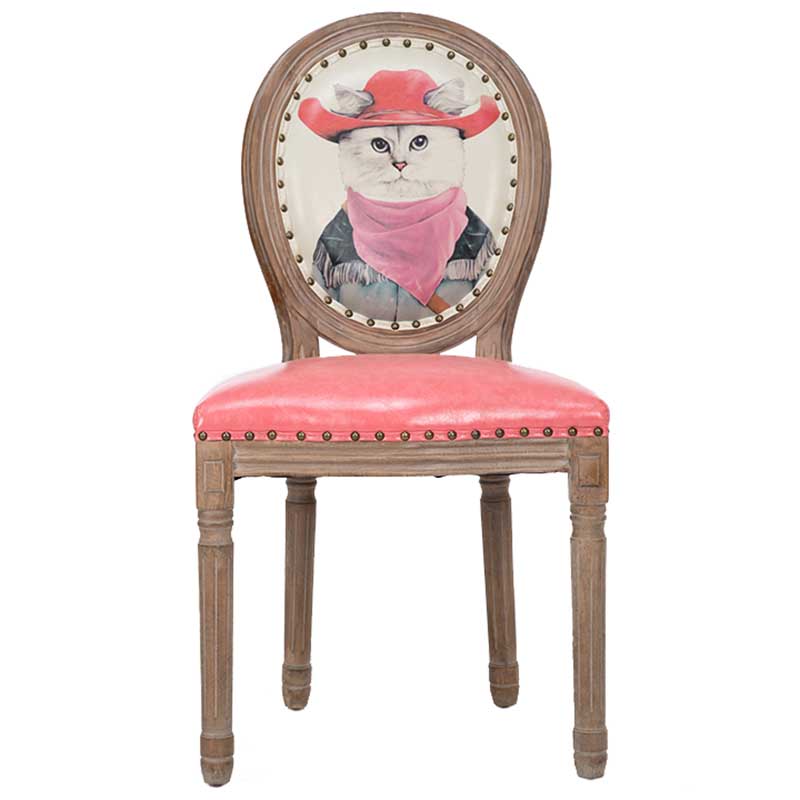 Solid Wood Country Style Dining Room Chair Matte Finish King Louis Back Side Chair