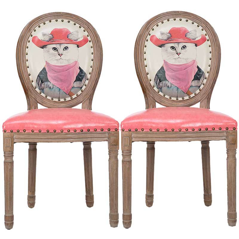 Solid Wood Country Style Dining Room Chair Matte Finish King Louis Back Side Chair