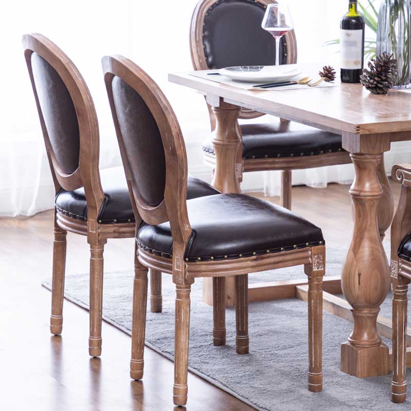 Solid Wood Country Style Dining Room Chair Matte Finish King Louis Back Side Chair