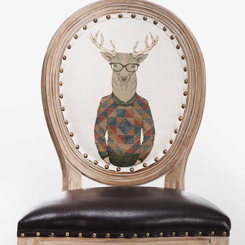 Solid Wood Country Style Dining Room Chair Matte Finish King Louis Back Side Chair
