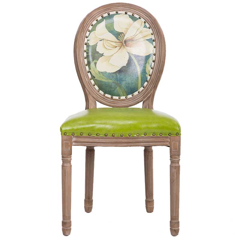 Solid Wood Country Style Dining Room Chair Matte Finish King Louis Back Side Chair
