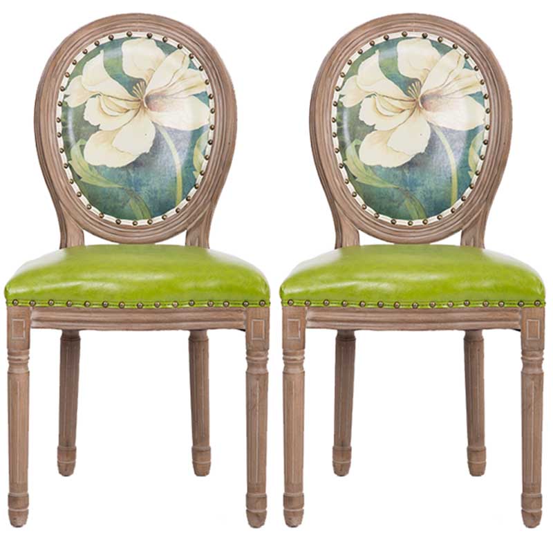 Solid Wood Country Style Dining Room Chair Matte Finish King Louis Back Side Chair