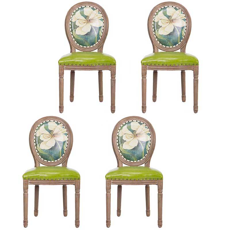 Solid Wood Country Style Dining Room Chair Matte Finish King Louis Back Side Chair