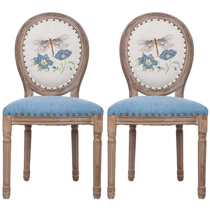 Solid Wood Country Style Dining Room Chair Matte Finish King Louis Back Side Chair