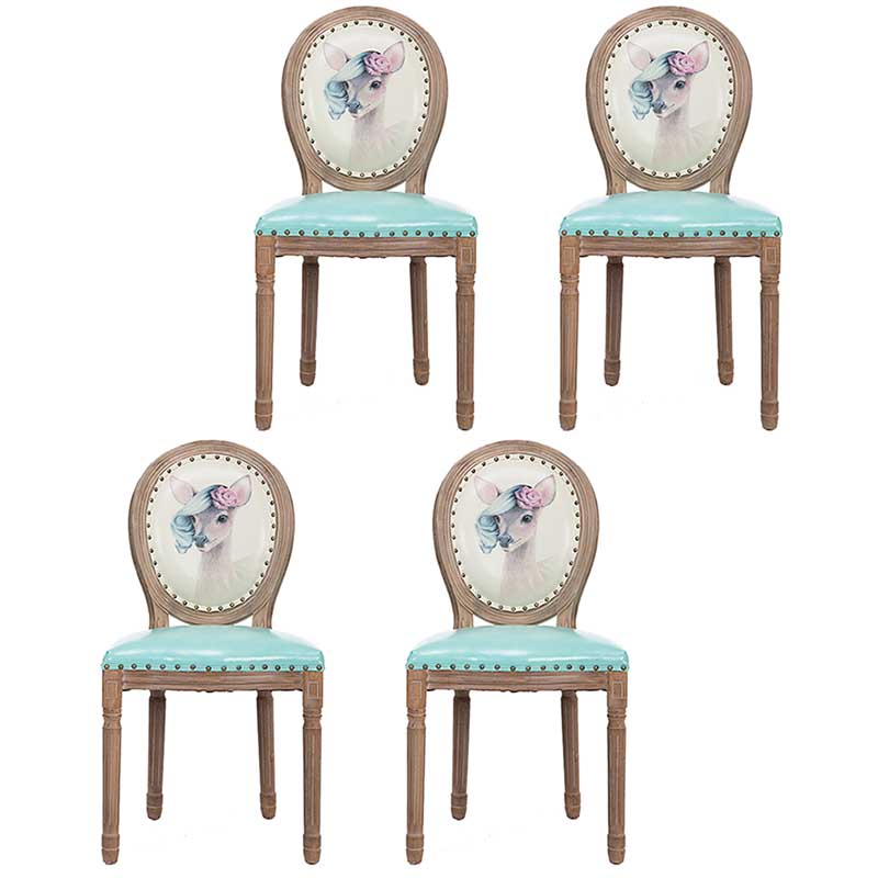 Solid Wood Country Style Dining Room Chair Matte Finish King Louis Back Side Chair