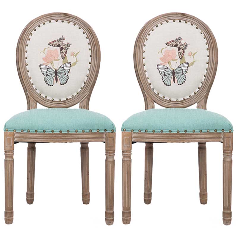Solid Wood Country Style Dining Room Chair Matte Finish King Louis Back Side Chair