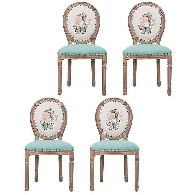 Solid Wood Country Style Dining Room Chair Matte Finish King Louis Back Side Chair