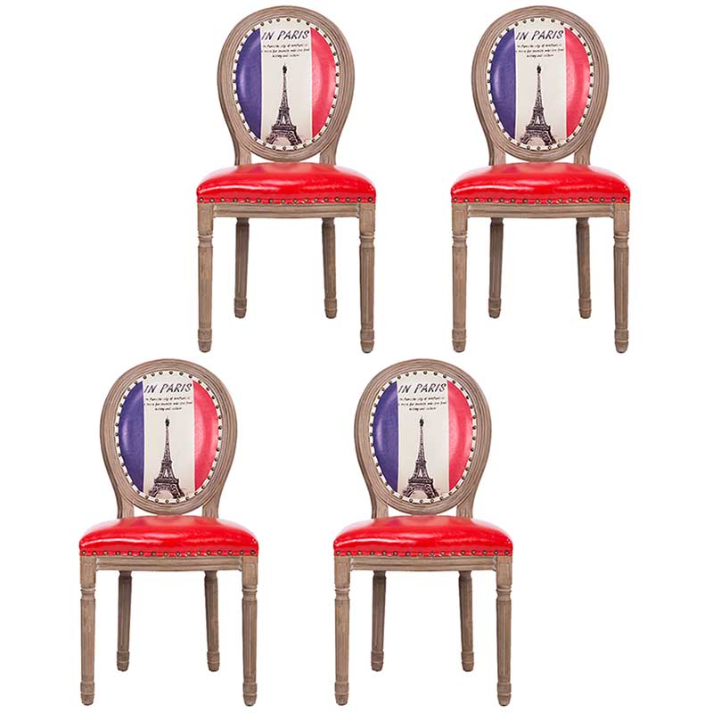 Solid Wood Country Style Dining Room Chair Matte Finish King Louis Back Side Chair