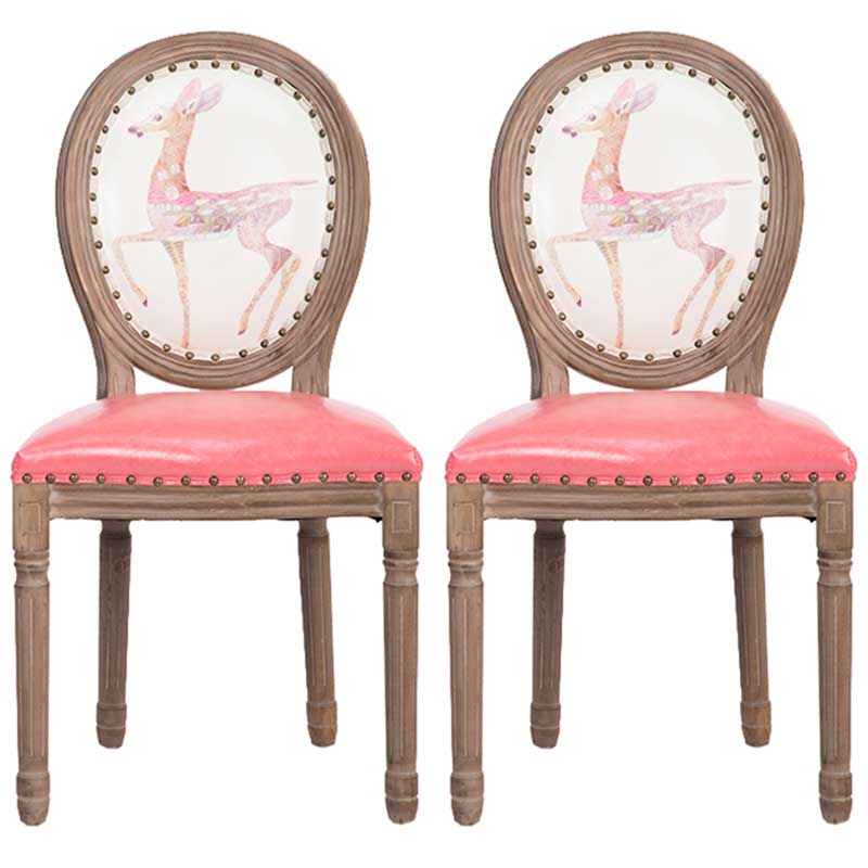 Solid Wood Country Style Dining Room Chair Matte Finish King Louis Back Side Chair