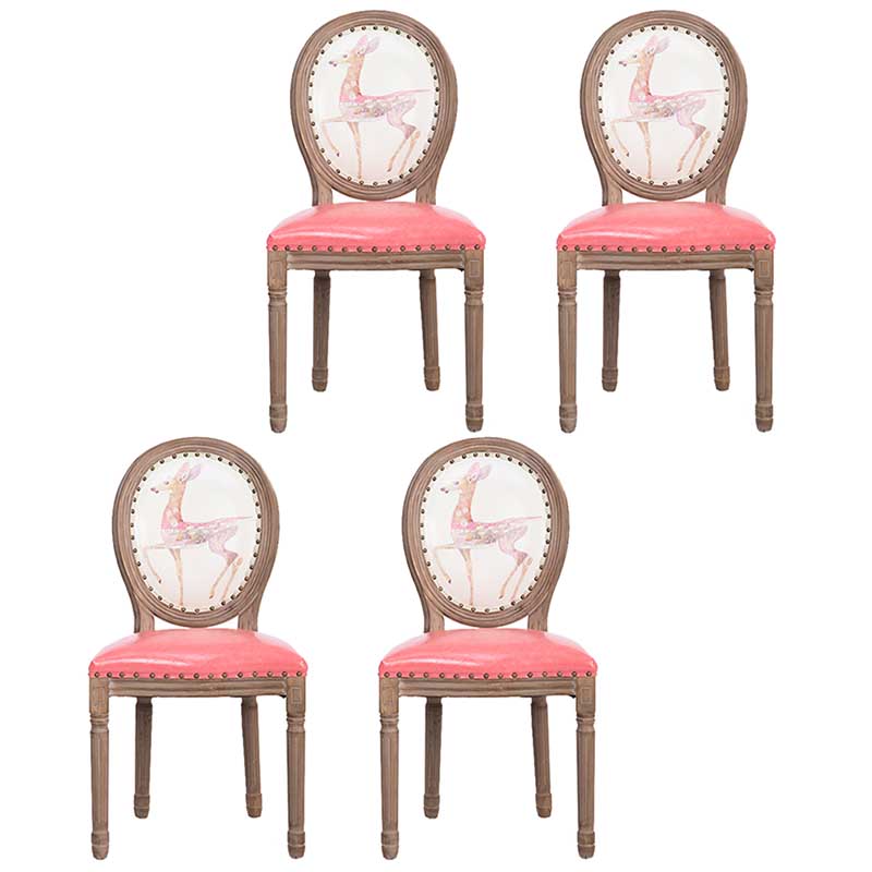 Solid Wood Country Style Dining Room Chair Matte Finish King Louis Back Side Chair