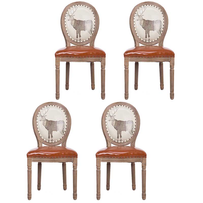 Solid Wood Country Style Dining Room Chair Matte Finish King Louis Back Side Chair