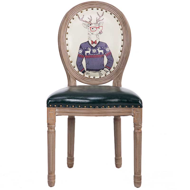 Solid Wood Country Style Dining Room Chair Matte Finish King Louis Back Side Chair