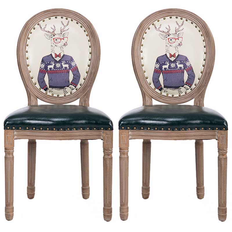 Solid Wood Country Style Dining Room Chair Matte Finish King Louis Back Side Chair