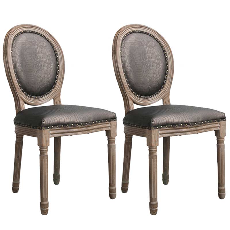 Solid Wood Country Style Dining Room Chair Matte Finish King Louis Back Side Chair
