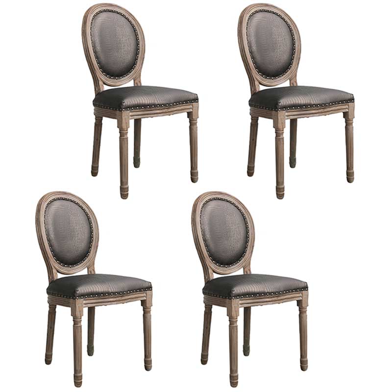 Solid Wood Country Style Dining Room Chair Matte Finish King Louis Back Side Chair