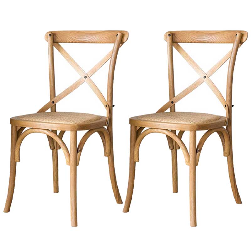 Solid Wood Traditional Dining Chair Matte Finish Cross Back Side Chair