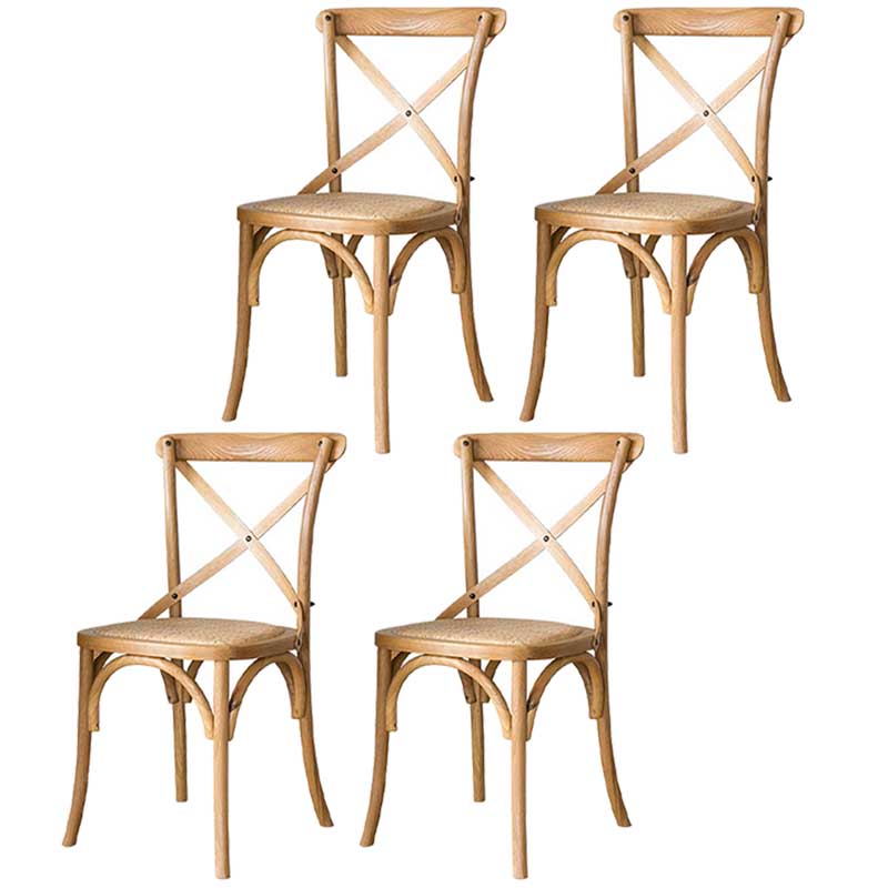 Solid Wood Traditional Dining Chair Matte Finish Cross Back Side Chair